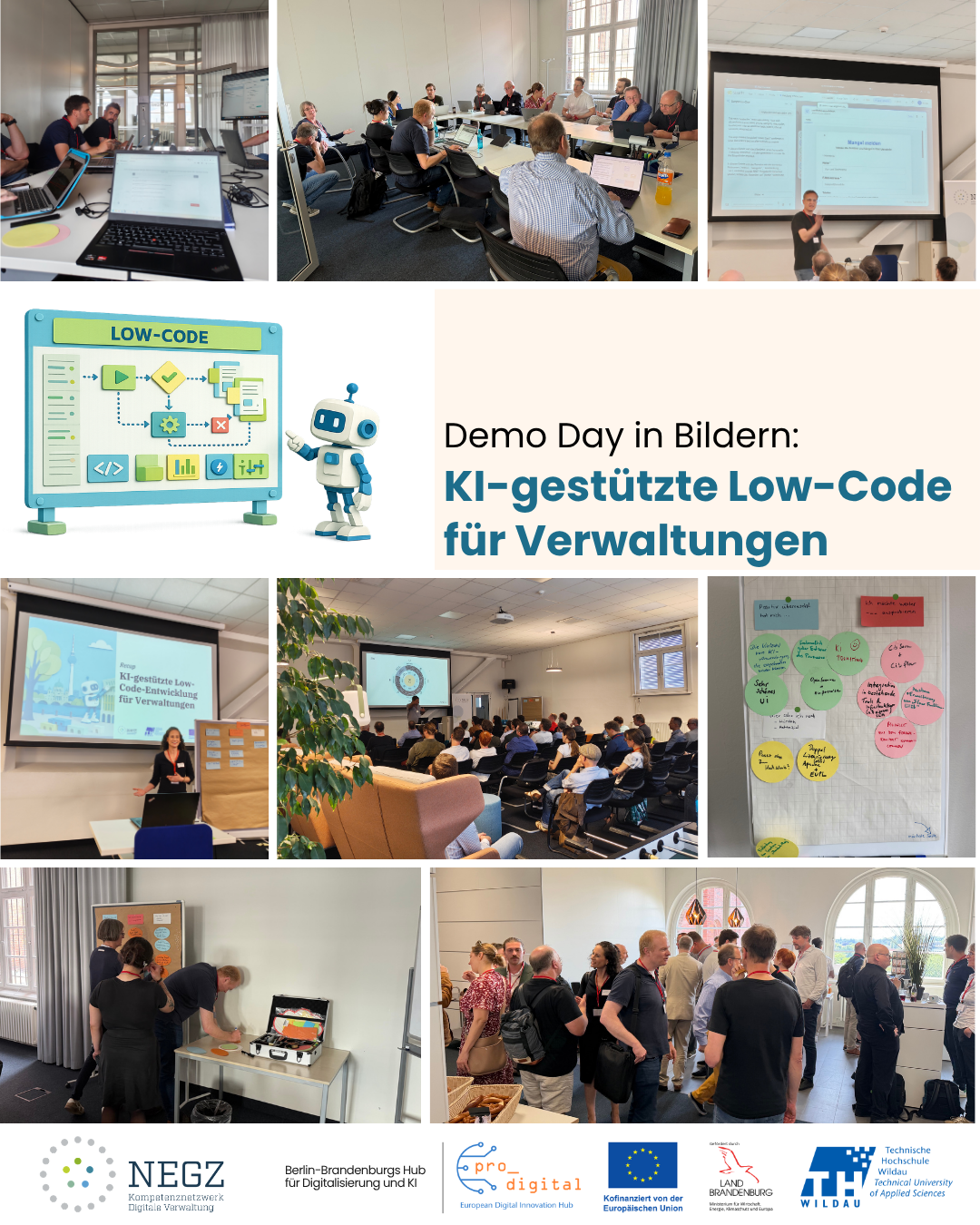 Bildcollage zur Veranstaltung KI-gestützte Low-Code-Entwicklung für Verwaltungen
