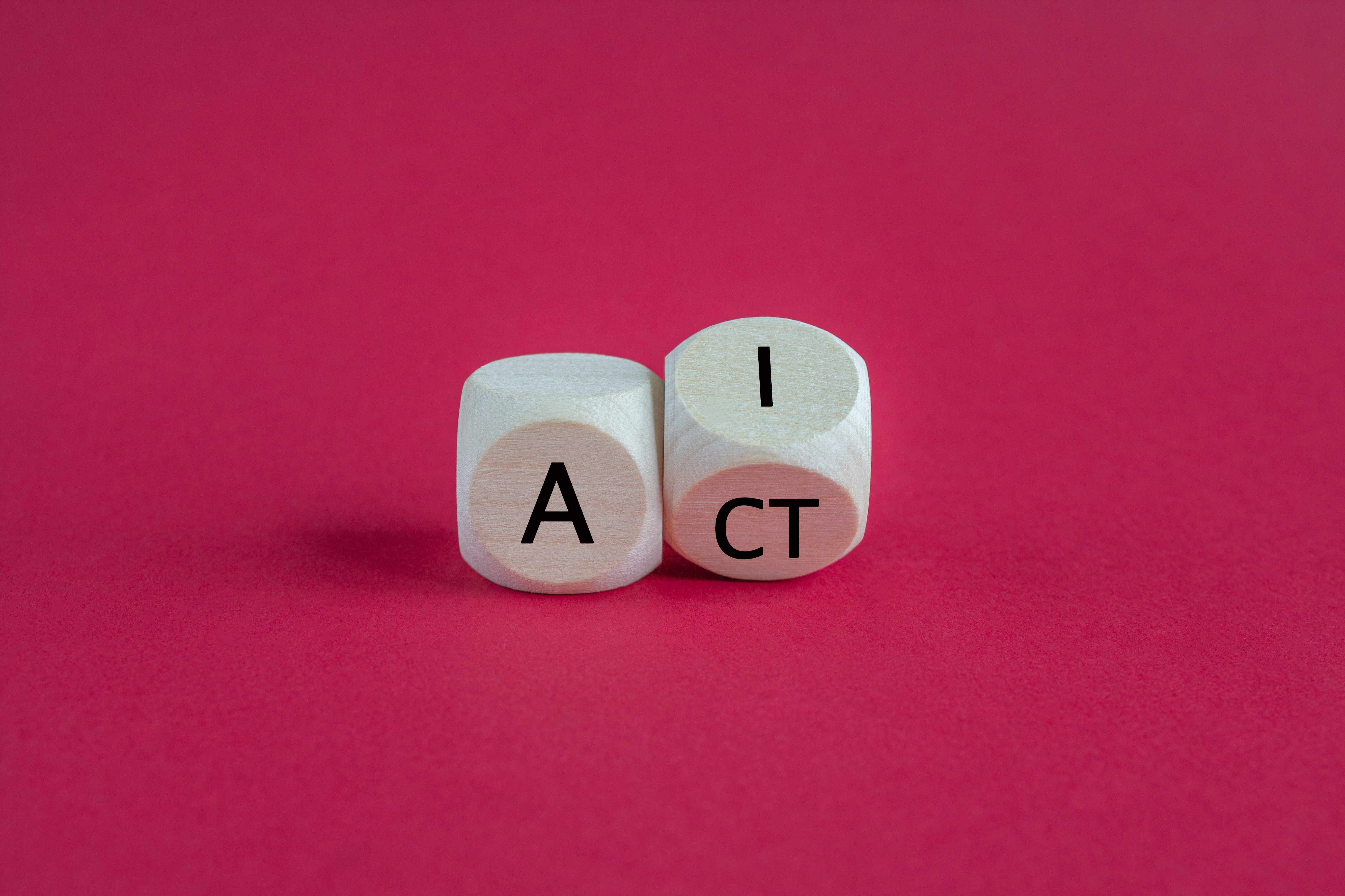 EU AI Act Roter Hintergrund, 2 Würfel