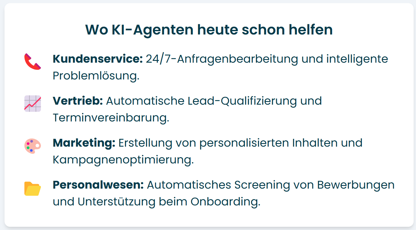 Infografik Was KI-Agenten heute schon erledigen