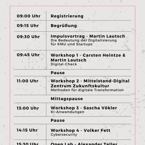 Digital Bootcamp Agenda, beiger Hintergrund, koralle und schwarze Schrift