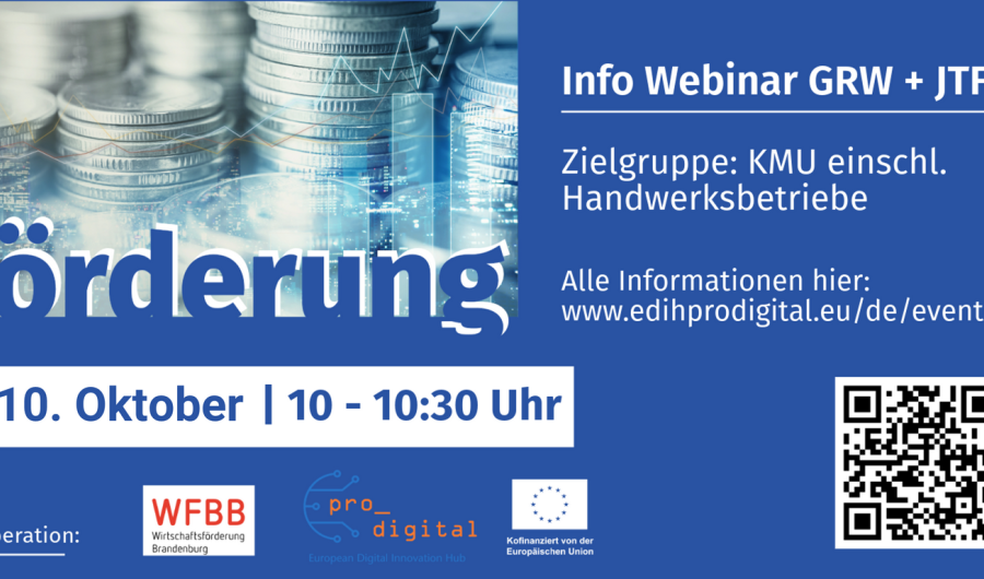 Fördermöglichkeiten GRW und JTF - Info Webinar 10. October 2024 - 10 - 10:30 Online