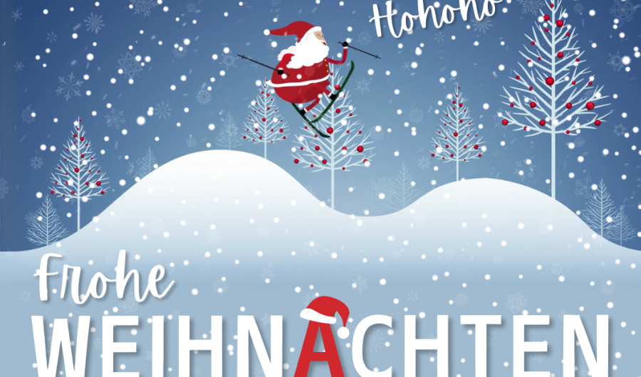 Weihnachtskollage mit Weihnachtsmann in Schneelandschaft