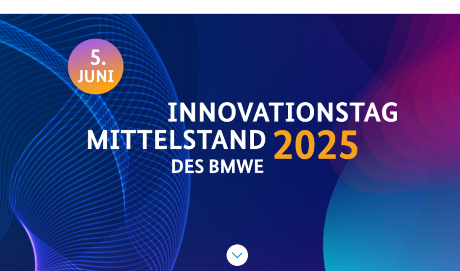 Innovationstag Mittelstand 2025 des BMWE vor blau-lilanem Hintergrund