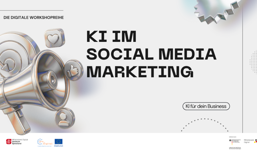 Plakat zur Ankündigung einer Veranstaltung zum KI im Social Media Marketing