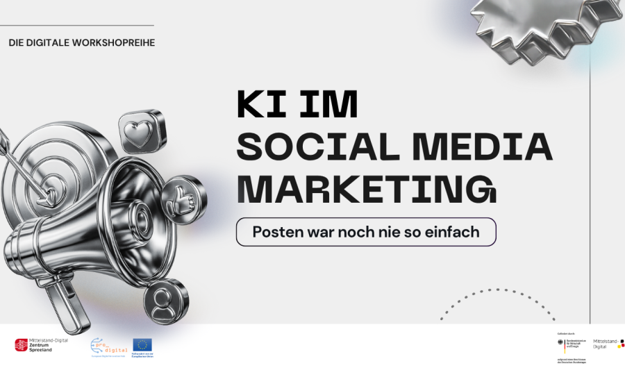 Plakat zur Ankündigung einer Veranstaltung zum KI im Social Media Marketing