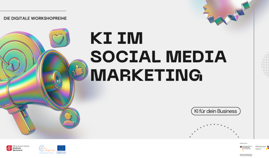 Plakat zur Ankündigung einer Veranstaltung zum KI im Social Media Marketing