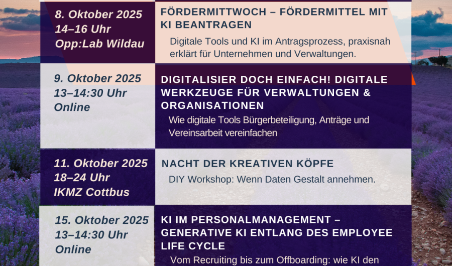 Flyer Monatsübersicht Oktober