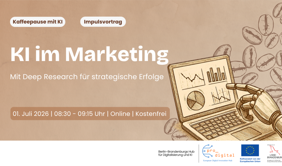 Flyer zur Veranstaltung - Kaffeepause mit KI - KI im Marketing