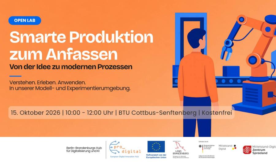 Plakat zur Veranstaltung - Open Lab: Smarte Produktion zum Anfassen - Von der Idee zu modernen Prozessen