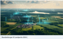 Landschaftsblick mit digitalen Zeichnungen