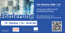 Fördermöglichkeiten GRW und JTF - Info Webinar 10. Oktober 2024 - 10 - 10:30 Online