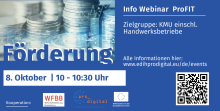 Fördermöglichkeiten ProFIT Webinar - 10. Oktober 2024 - 10 - 10:30 Uhr Online