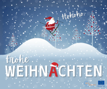 Weihnachtskollage mit Weihnachtsmann in Schneelandschaft