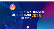 Innovationstag Mittelstand 2025 des BMWE vor blau-lilanem Hintergrund