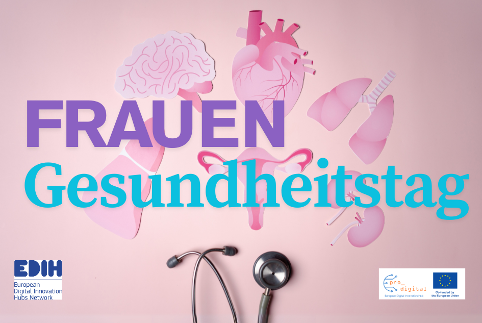Frauen Gesundheitstag vor rosa Hintergrund, dort sind die Inneren Organe der Frau abgebildet