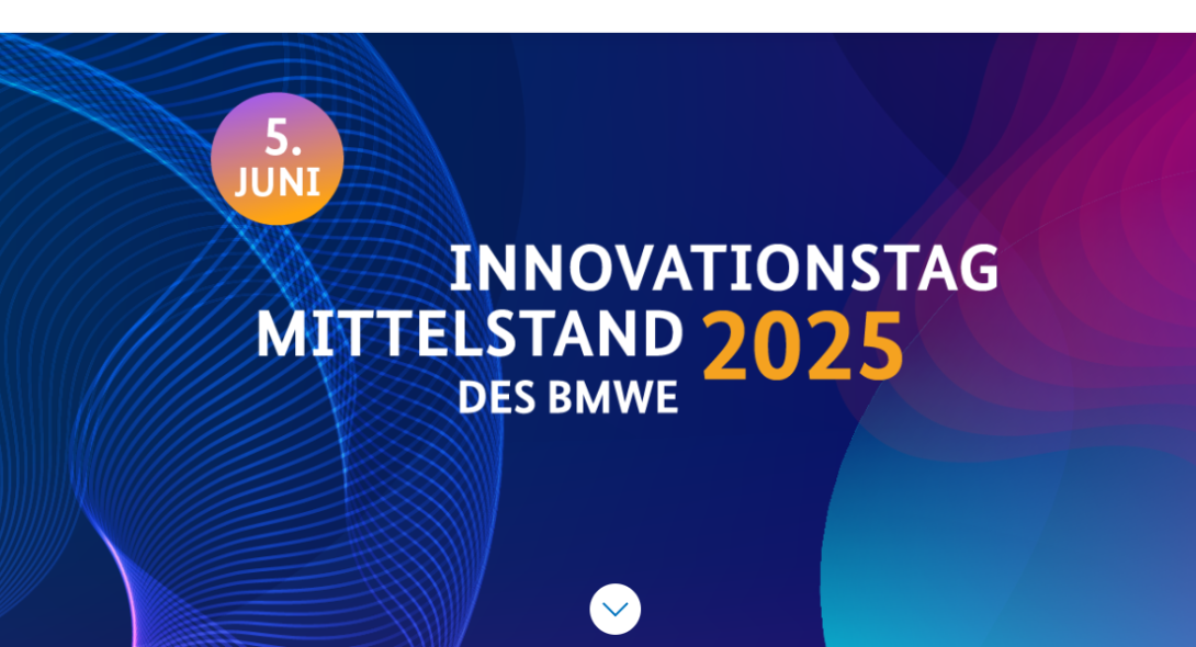 Innovationstag Mittelstand 2025 des BMWE vor blau-lilanem Hintergrund