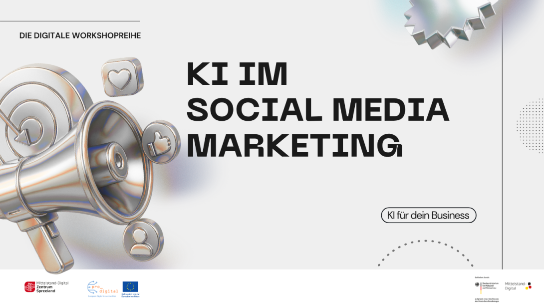 Plakat zur Ankündigung einer Veranstaltung zum KI im Social Media Marketing