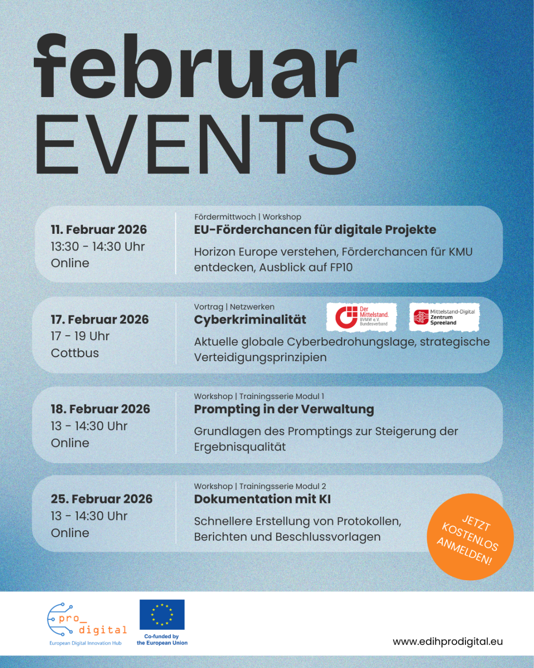 Flyer Monatsübersicht Veranstaltungen Februar 2026