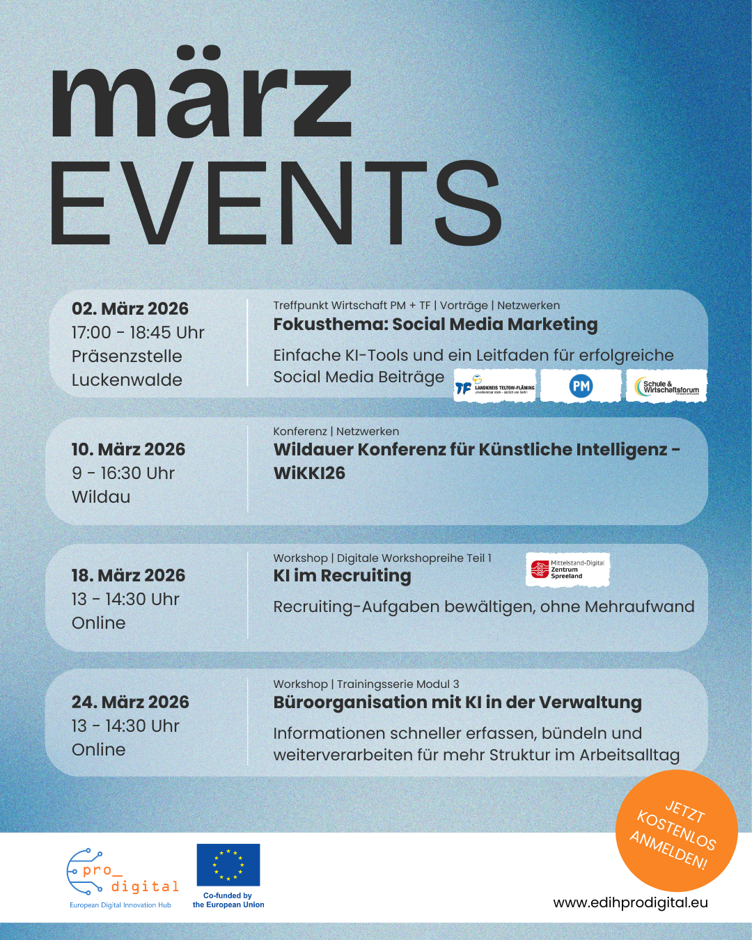 Flyer Monatsübersicht Veranstaltungen März 2026