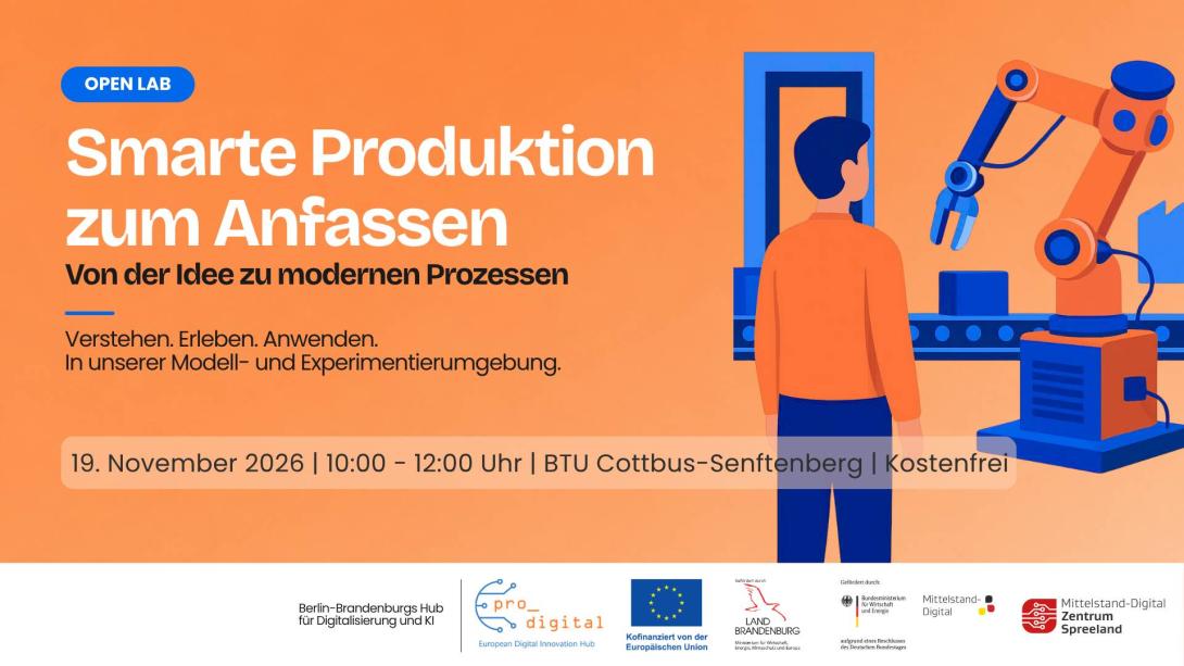Plakat zur Veranstaltung - Open Lab: Smarte Produktion zum Anfassen - Von der Idee zu modernen Prozessen