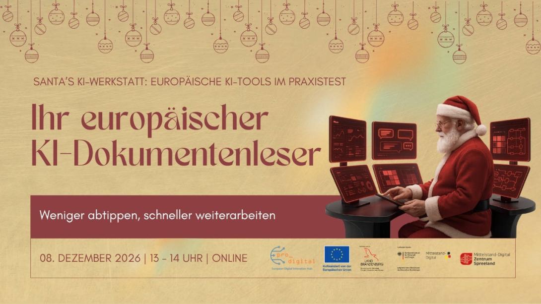 Flyer zur Veranstaltung Santa’s KI-Werkstatt - Ihr europäischer KI-Dokumentenleser